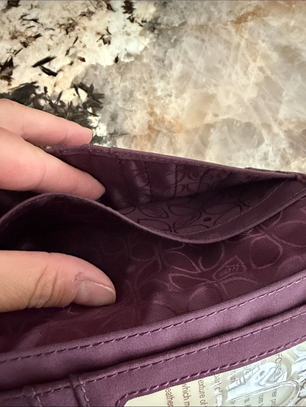 Genuine Leather Fossil Women's Long Wallet - Burgundy